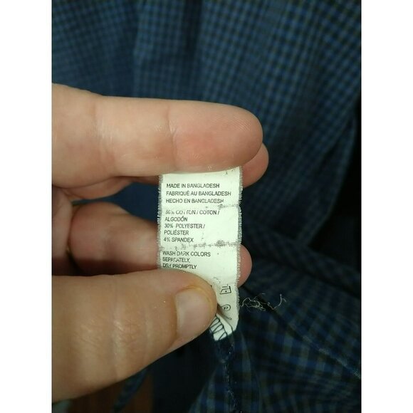 Van Huesen Blue Grey Checkered Long Sleeve Flex Slim Shirt. Size XXL - Picture 10 of 12